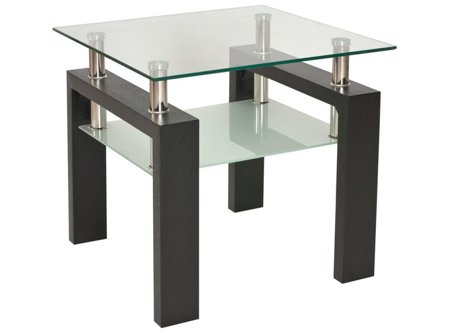 Konferenční stolek LENNOX 60x60 - sklo/dub wenge