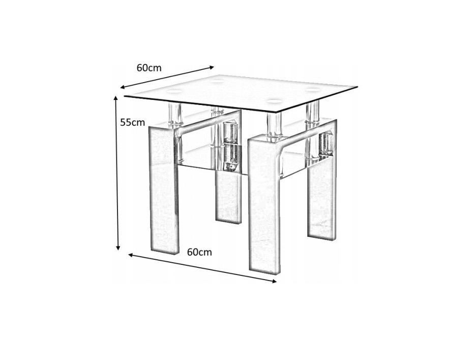 Konferenční stolek LENNOX 60x60 - sklo/bílá