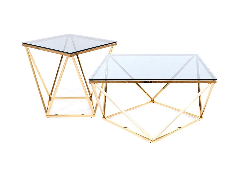 Konferenční stolek STELLARO II - 50x50 kouřové sklo/zlatý