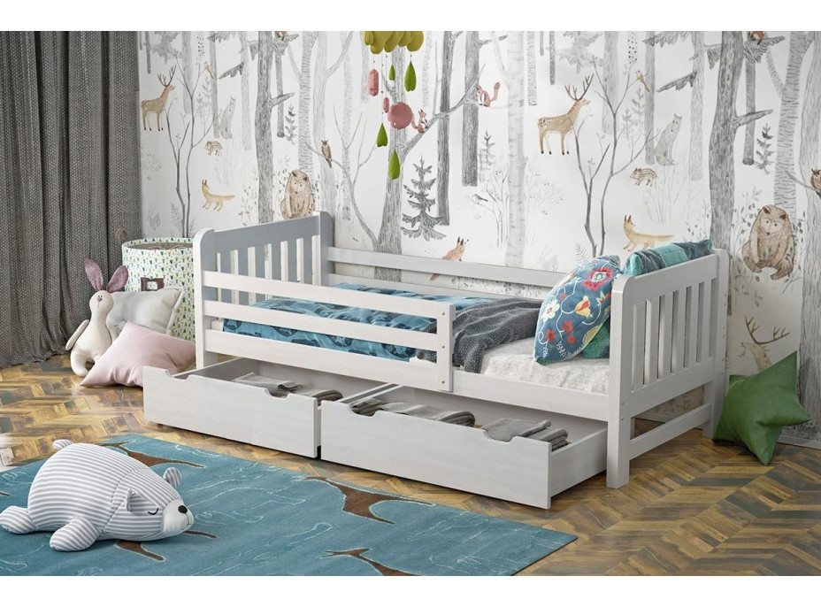 Dětská postel z masivu borovice JERRY - 200x90 cm - bílá