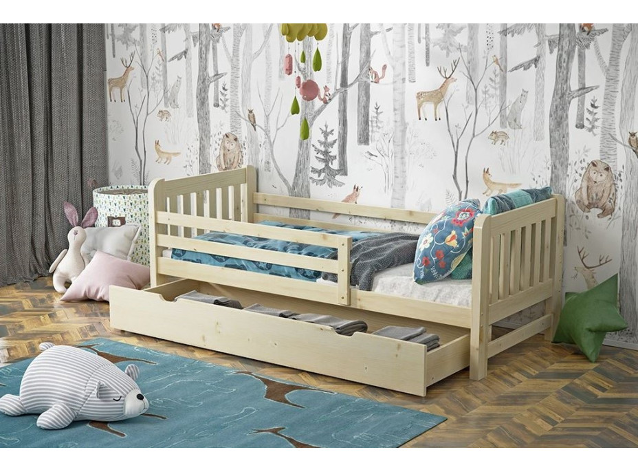 Dětská postel z masivu borovice JERRY - 200x90 cm - přírodní borovice