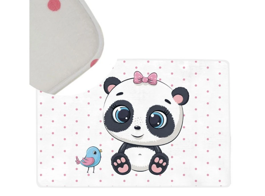 Dětský pěnový koberec PANDA puntíky - 100x150 cm - růžový