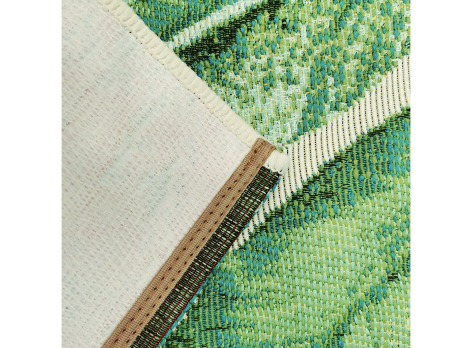 Kusový koberec JUNGLE monstera - zelený/modrý