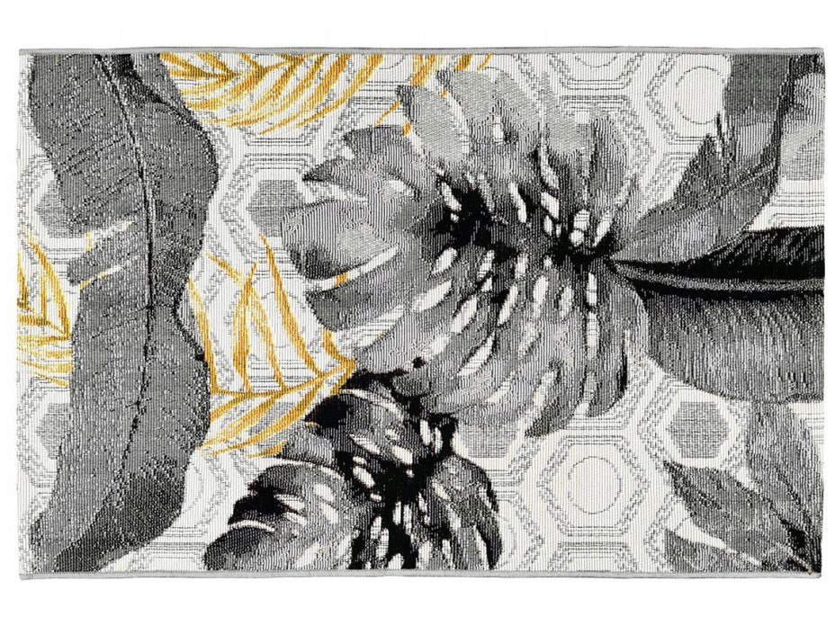 Kusový koberec JUNGLE listy - šedý/žlutý