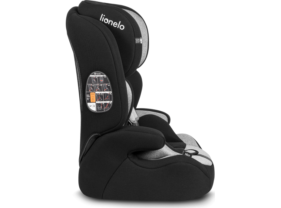 LIONELO Autosedačka Nico 9-36 kg Black Grey