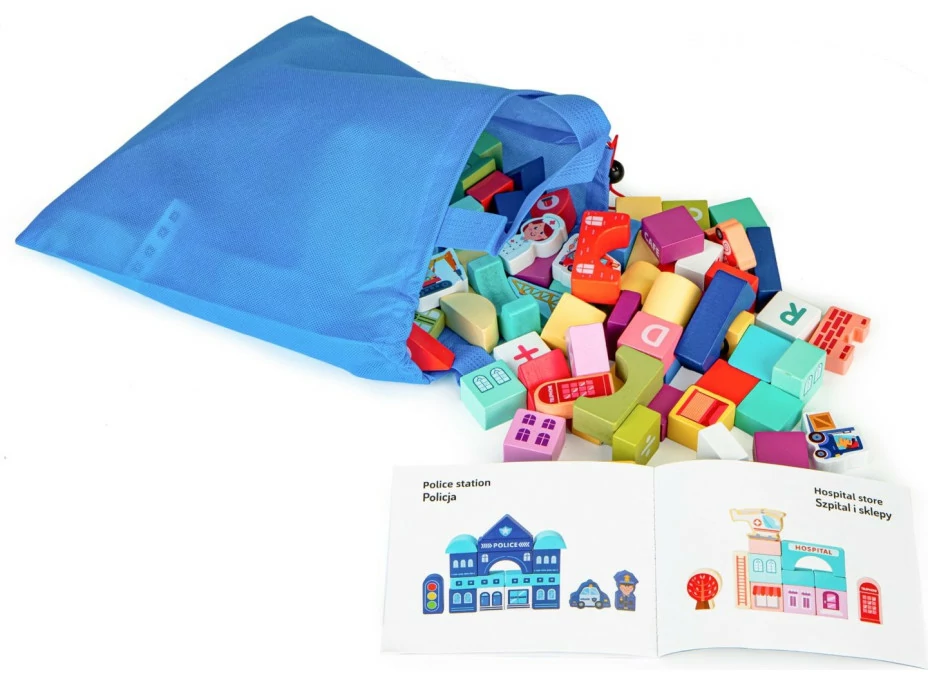 ECOTOYS Dřevěné kostky Město