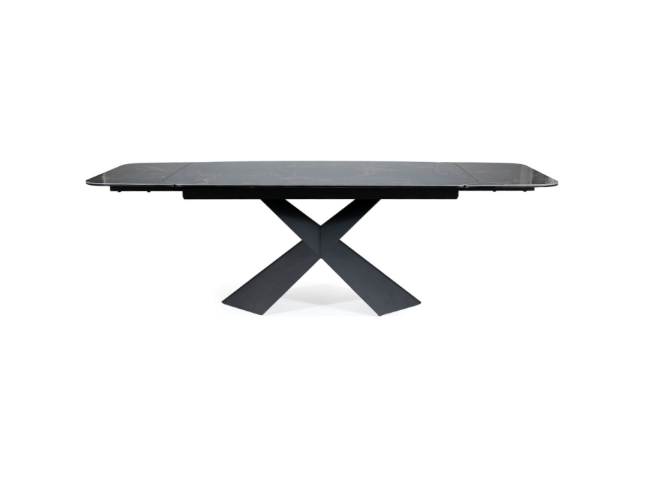 Rozkládací jídelní stůl AURELIA II 160x90 - keramika Versace Black/černý mat