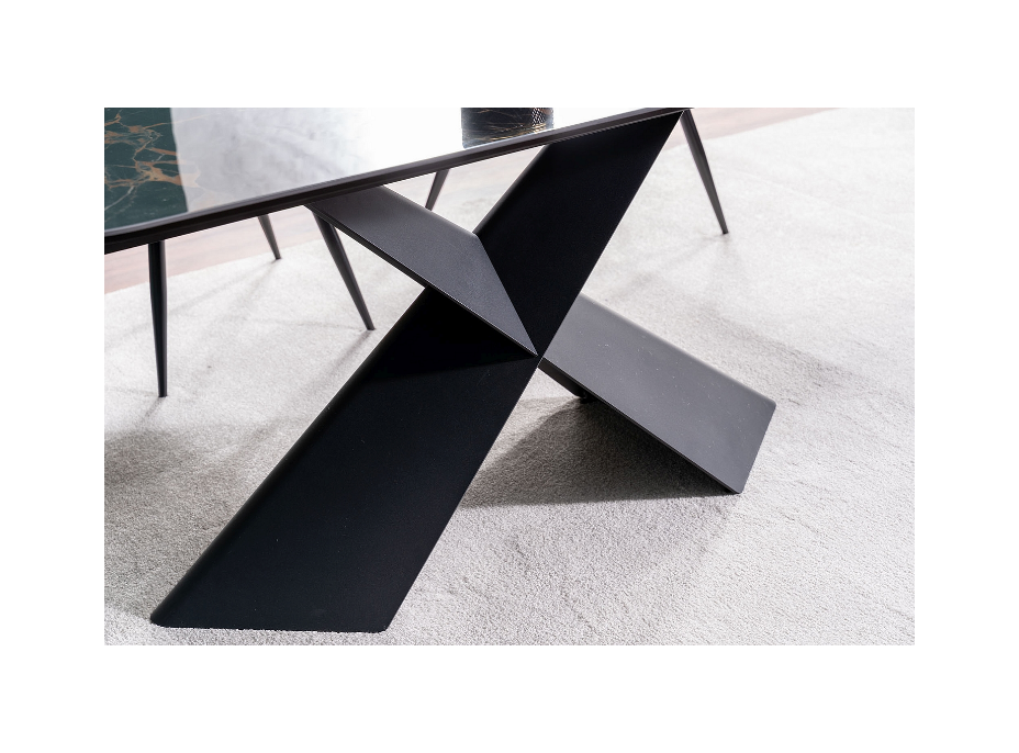Rozkládací jídelní stůl AURELIA II 160x90 - keramika Versace Black/černý mat
