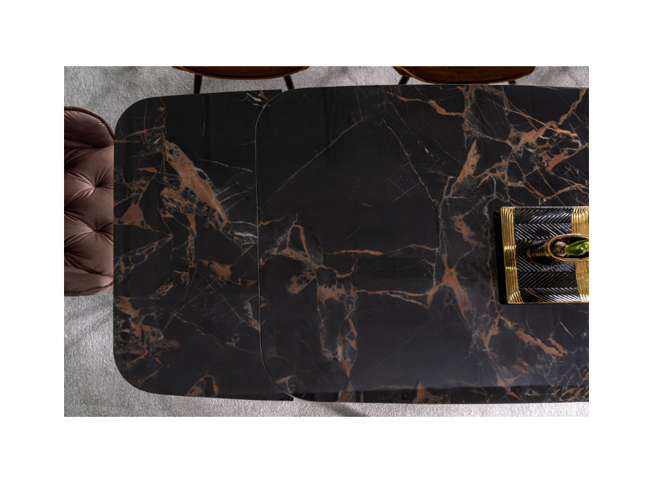 Rozkládací jídelní stůl AURELIA II 160x90 - keramika Versace Black/černý mat
