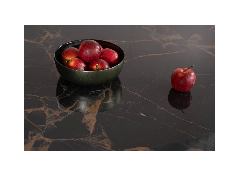 Rozkládací jídelní stůl AURELIA II 160x90 - keramika Versace Black/černý mat