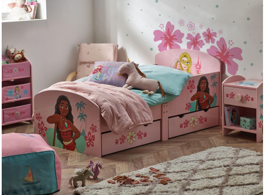 Dětská postel se šuplíky Disney princezny - 140x70 cm