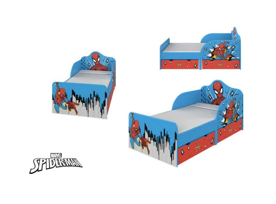 Dětská postel se šuplíky Spiderman - 140x70 cm