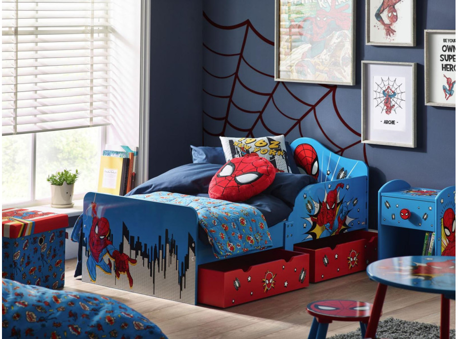 Dětská postel se šuplíky Spiderman - 140x70 cm