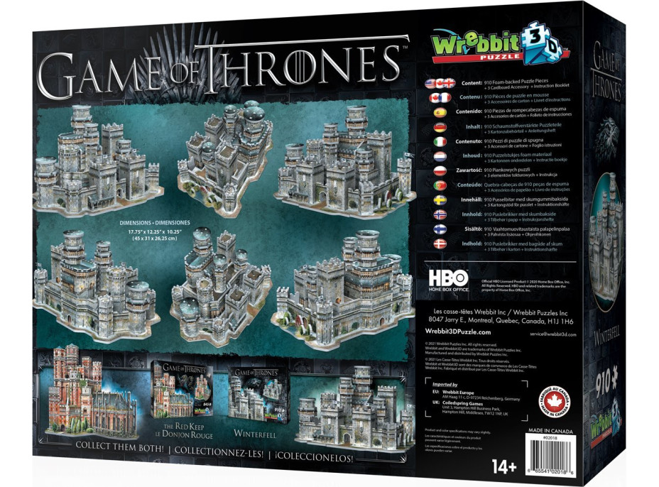WREBBIT 3D puzzle Hra o trůny: Winterfell 910 dílků