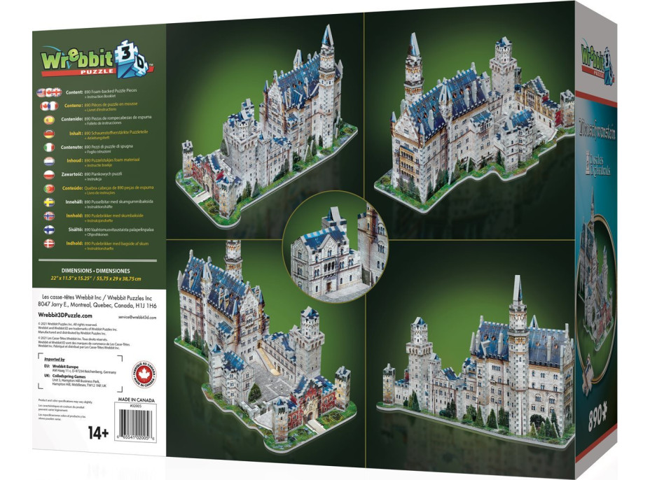 WREBBIT 3D puzzle Zámek Neuschwanstein 890 dílků