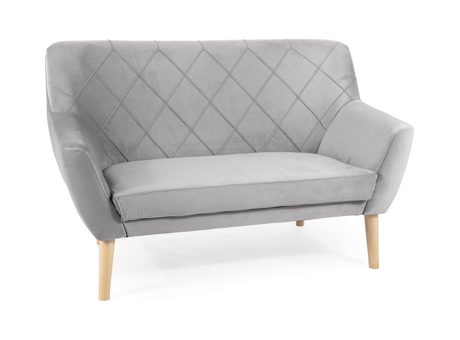 Pohovka KARLY II - čalouněná - světle šedá/buk