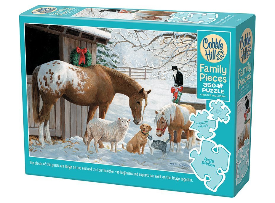 COBBLE HILL Rodinné puzzle V zimě před stodolou 350 dílků