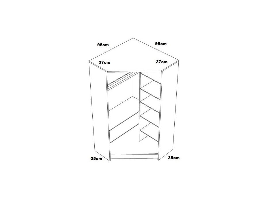 Rohová šatní skříň CLOUDS - TYP B