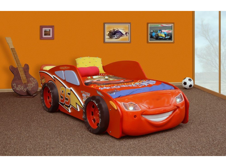 Dětská autopostel BLESK McQUEEN 180x90 cm (MDF) s MATRACÍ ZDARMA