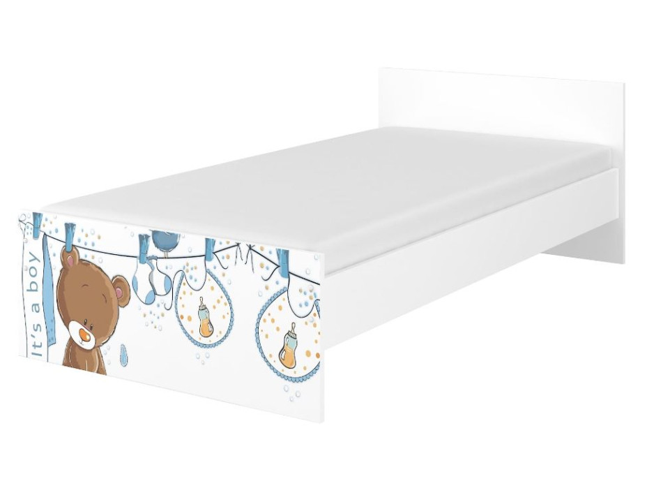 Dětská postel MAX - 160x80 cm - VYPRANÝ MEDVÍDEK - bílá