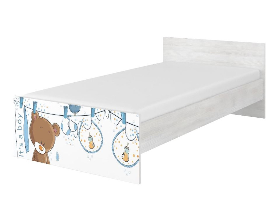 Dětská postel MAX - 160x80 cm - VYPRANÝ MEDVÍDEK - norská borovice