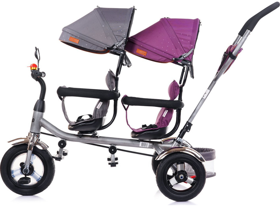 CHIPOLINO Tříkolka pro dvojčata 2Play Liliac,Platinum