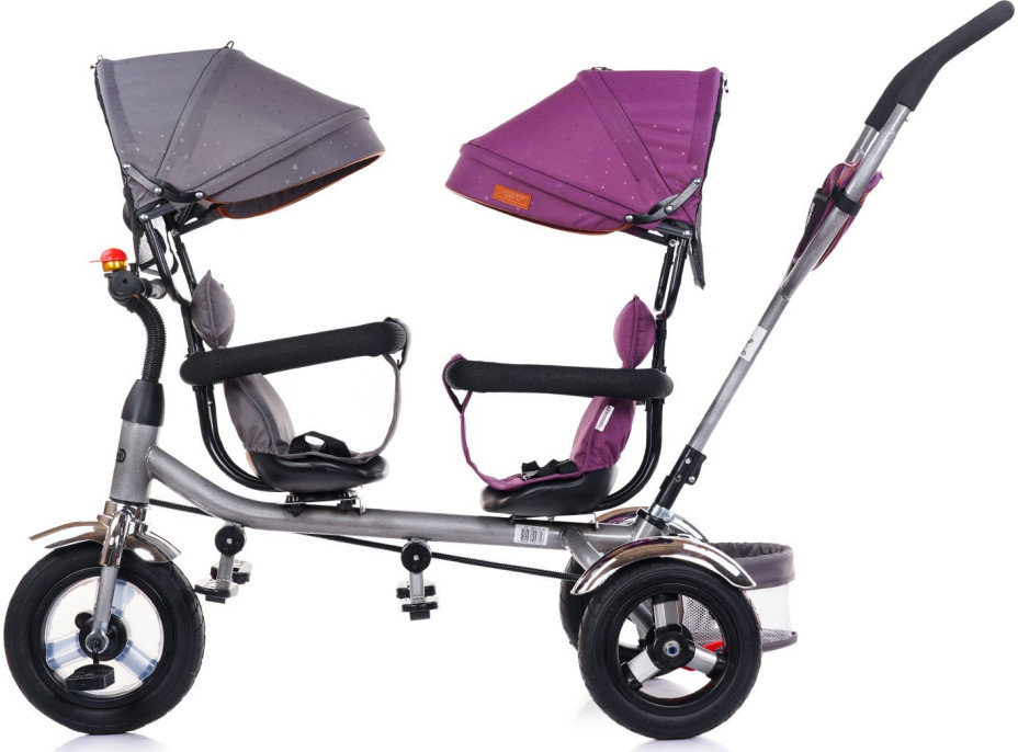 CHIPOLINO Tříkolka pro dvojčata 2Play Liliac,Platinum