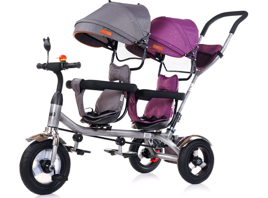 CHIPOLINO Tříkolka pro dvojčata 2Play Liliac,Platinum