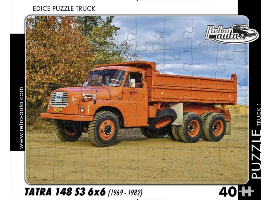RETRO-AUTA Puzzle TRUCK č.1 Tatra 148 S3 6x6 (1969-1982) 40 dílků