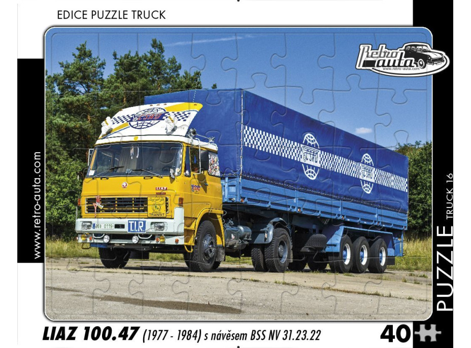 RETRO-AUTA Puzzle TRUCK č.16 Liaz 100.47 s návěsem BSS NV 31.23.22 (1977-1984) 40 dílků