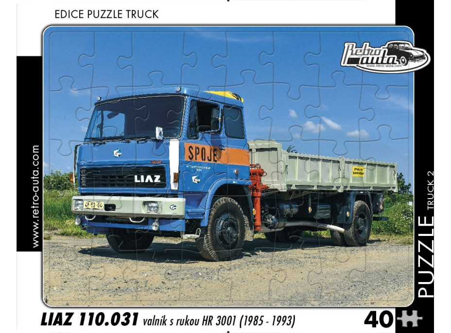 RETRO-AUTA Puzzle TRUCK č.2 Liaz 110.031 valník s rukou HR 3001 (1985-1993) 40 dílků