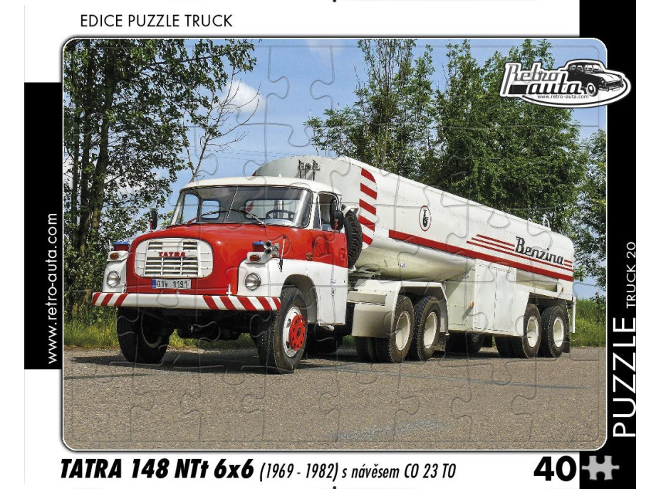 RETRO-AUTA Puzzle TRUCK č.20 Tatra 148 NTt 6x6 s návěsem CO 23 TO (1969-1982) 40 dílků