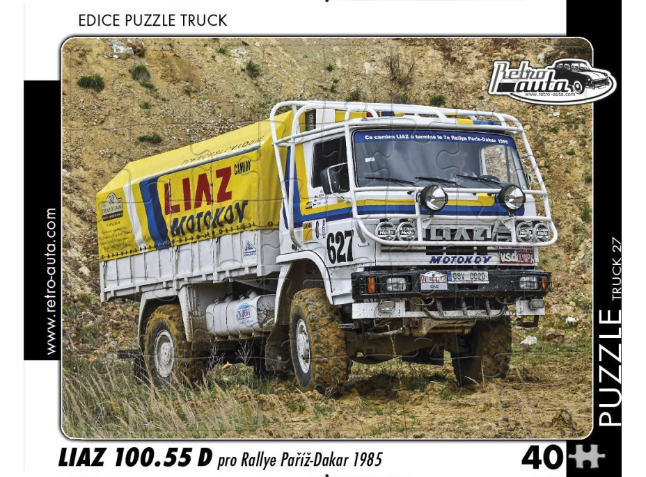 RETRO-AUTA Puzzle TRUCK č.27 Liaz 100.55 D pro Rallye Paříž-Dakar (1985) 40 dílků