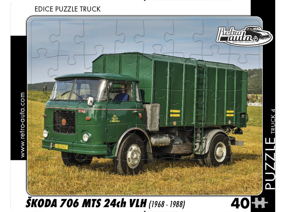 RETRO-AUTA Puzzle TRUCK č.4 Škoda 706 MTS 24ch VLH (1968-1988) 40 dílků