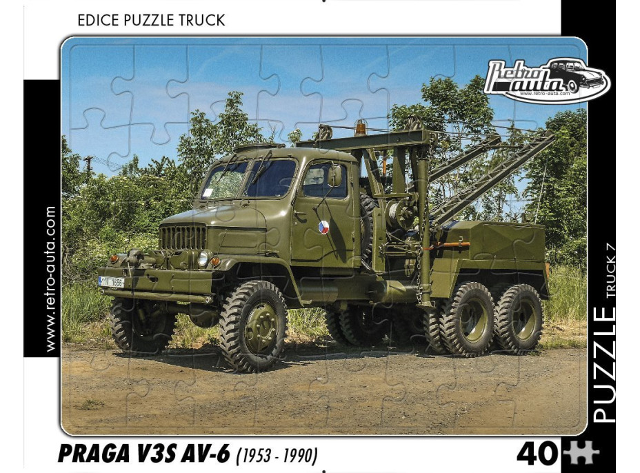 RETRO-AUTA Puzzle TRUCK č.7 Praga V3S AV-6 (1953-1990) 40 dílků