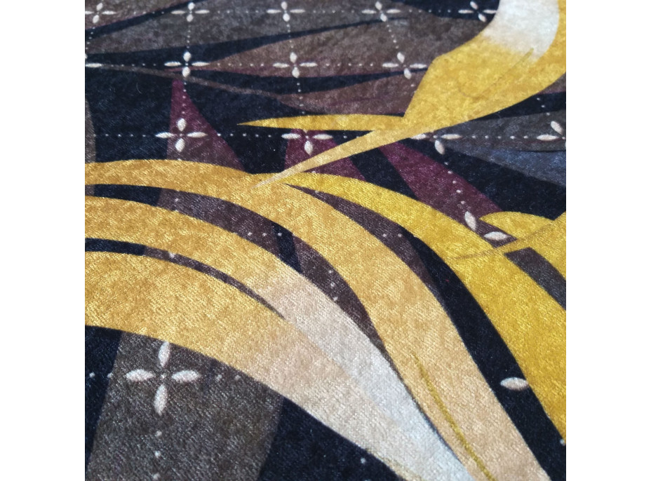 Kusový koberec BLACK and GOLD Leaves - černý/zlatý