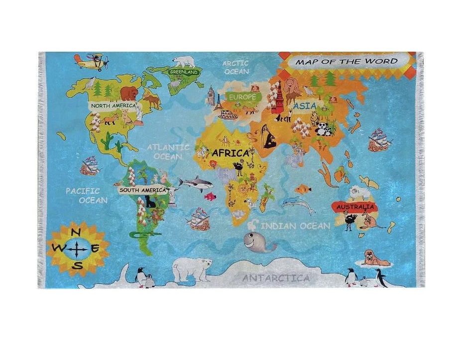 Dětský koberec Mapa světa