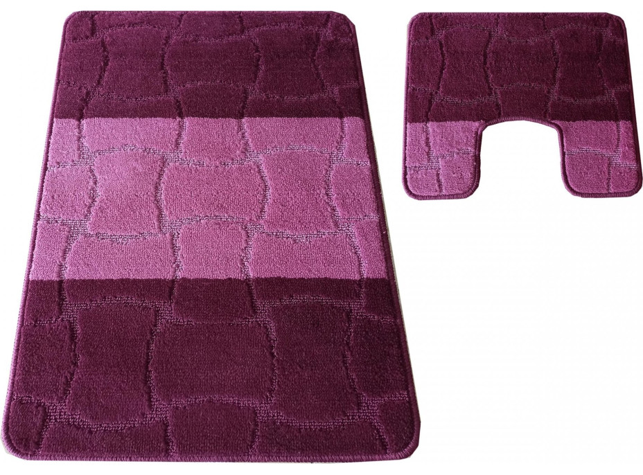 Sada koupelnových předložek s výřezem TÁŇA - tiles - fialová