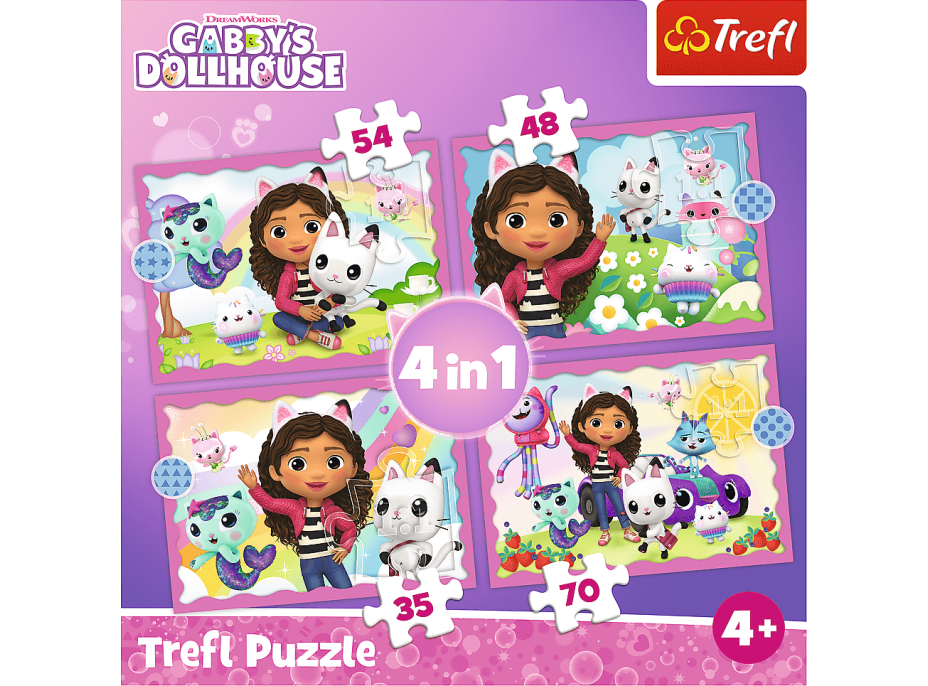 TREFL Puzzle Gábinin kouzelný domek 4v1 (35,48,54,70 dílků)