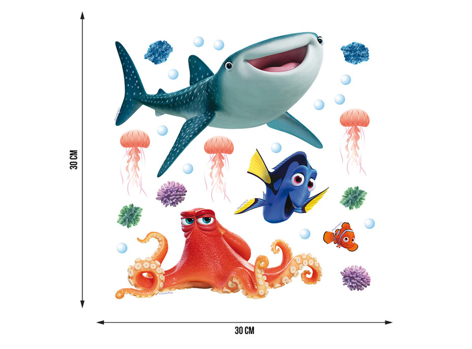 Dětská samolepka DISNEY HLEDÁ SE DORY 30x30 cm