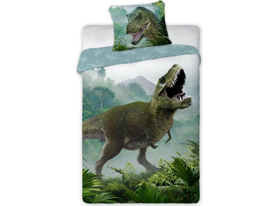 Dětské bavlněné povlečení T-REX 002 - 140x200 cm - zelené