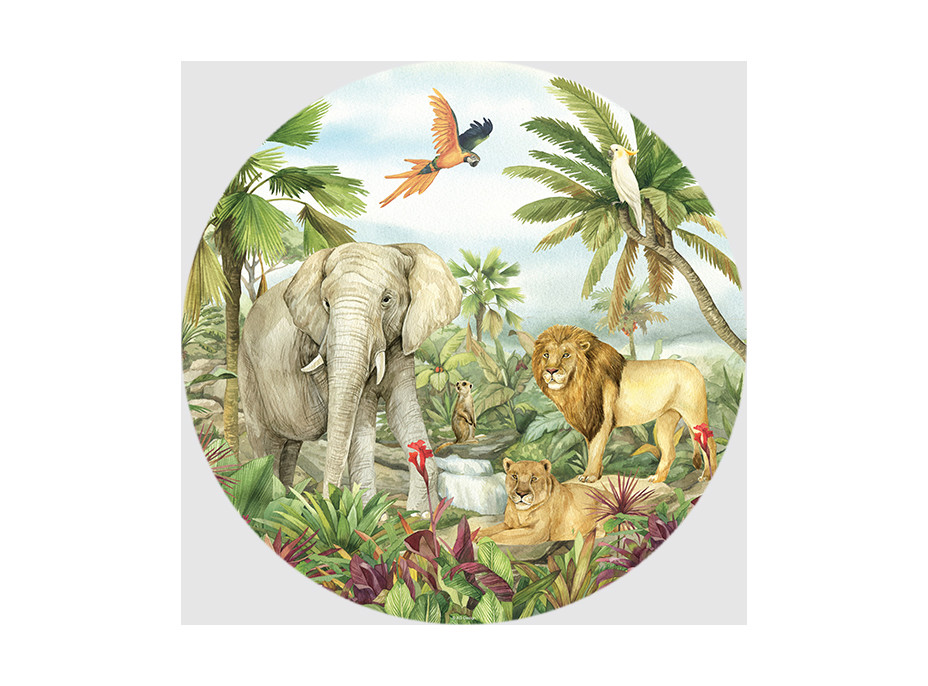 Dětská samolepící fototapeta - JUNGLE 1 - kulatá - 70 cm