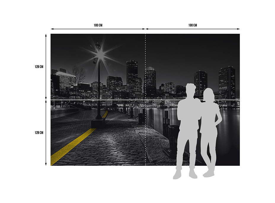 Moderní fototapeta - Nábřeží v noci - 360x254 cm