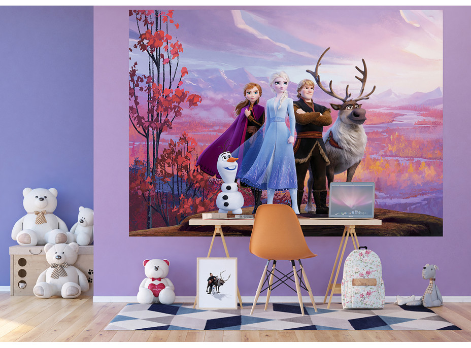 Dětská fototapeta DISNEY - Hrdinové Frozen II. na horské plošině - 252x182 cm