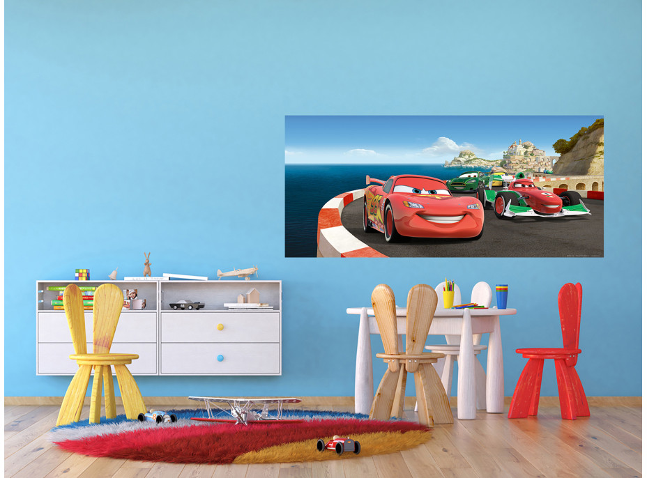 Dětská fototapeta DISNEY - Závody CARS na horské silnici - 202x90 cm