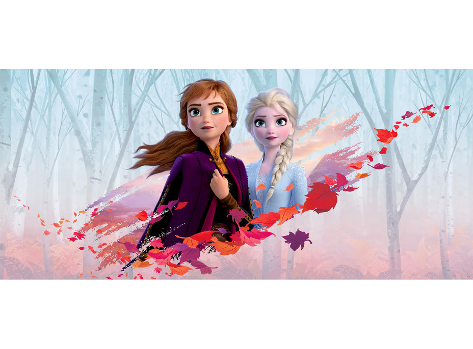 Dětská fototapeta Disney - FROZEN - Anna a Elsa v podzimním větru - 202x90 cm