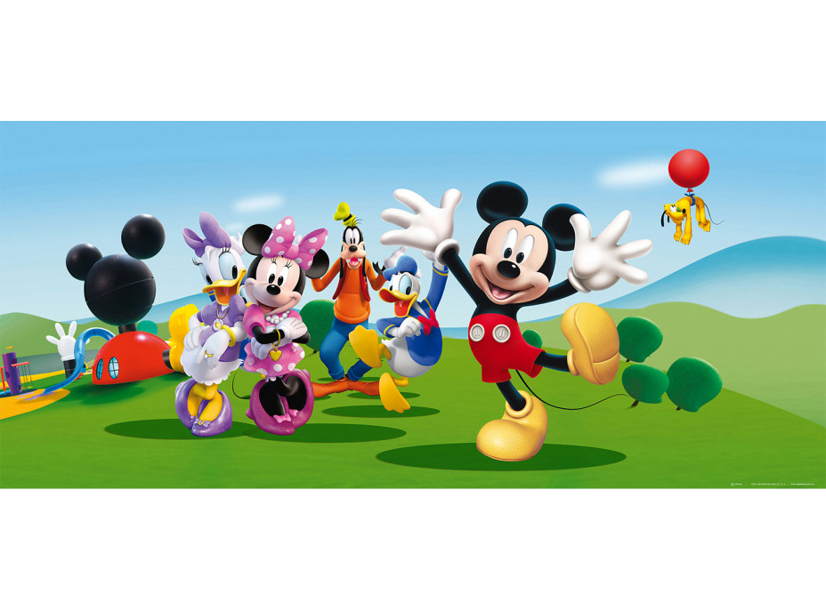 Dětská fototapeta DISNEY - Veselý Mickey Mouse s přáteli - 202x90 cm