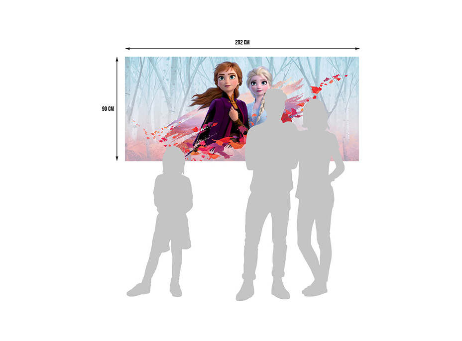 Dětská fototapeta Disney - FROZEN - Anna a Elsa v podzimním větru - 202x90 cm