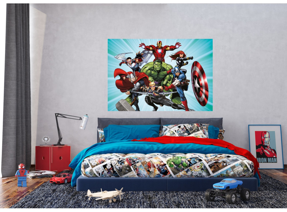Dětská fototapeta MARVEL - Hrdinové Avengers útočí - 155x110 cm