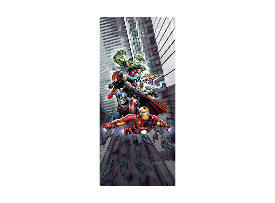 Dětská fototapeta MARVEL - Avengers bojují ve městě - 90x202 cm